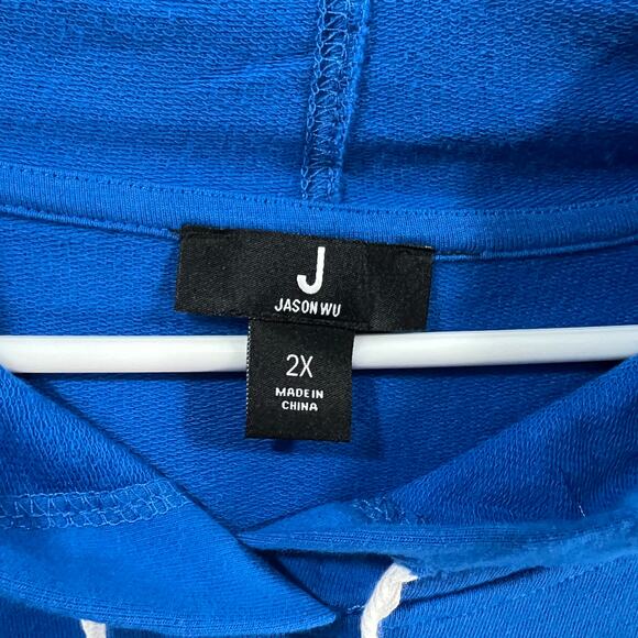 J Jason Wu Regular French Terry Short Sleeve Hoodie Dress Sapphire Size 2X - Picture 3 of 13